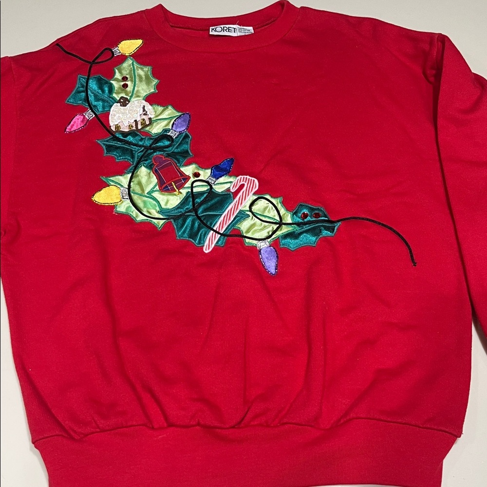 Koret Vibrant Red Sweatshirt with Holiday Embroidery